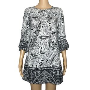 loft  Woman’s XXSP Petite 3/4 Sleeve Dress Black & White